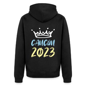 Cancun 2023 - Unisex Premium Bio Zip Hoodie - Schwarz - Hinten - Nico (187cm)