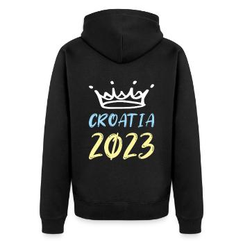 Croatia 2023 - Unisex Premium Organic Zip Hoodie - black - Back - Nico (187cm)