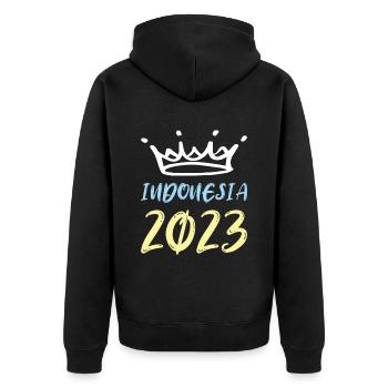 Indonesia 2023 - Unisex Premium Organic Zip Hoodie - black - Back - Nico (187cm)