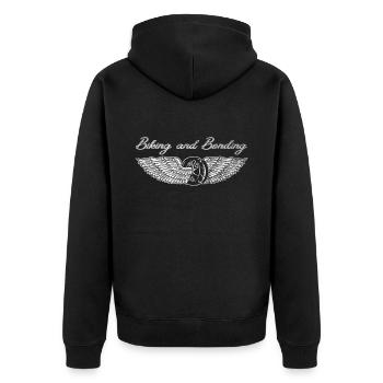 Motorrad Fahrer Biker Papa Lustig Vatertag - Unisex Premium Bio Zip Hoodie - Schwarz - Hinten - Nico (187cm)