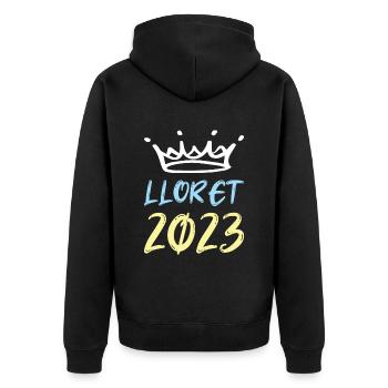 Lloret De Mar 2023 - Unisex Premium Bio Zip Hoodie - Schwarz - Hinten - Nico (187cm)
