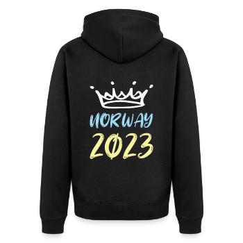 Norway 2023 - Unisex Premium Bio Zip Hoodie - Schwarz - Hinten - Nico (187cm)