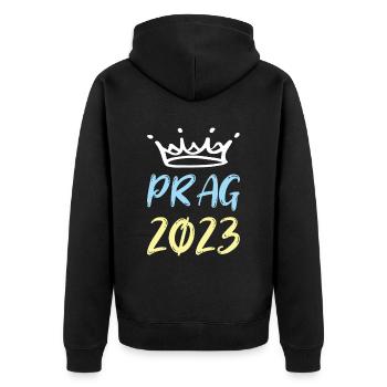 Prag 2023 - Unisex Premium Bio Zip Hoodie - Schwarz - Hinten - Nico (187cm)