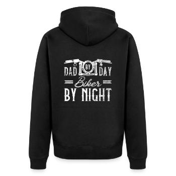 Motorbike Rider Biker Papa Funny Father's Day - Unisex Premium Organic Zip Hoodie - black - Back - Nico (187cm)