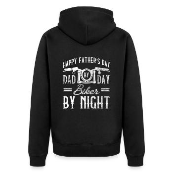 Motorbike Rider Biker Papa Funny Father's Day - Unisex Premium Organic Zip Hoodie - black - Back - Nico (187cm)