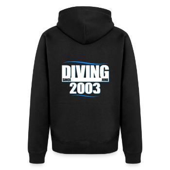 Anniversaire du plongeur - Plongée depuis juin 2003 - Veste à capuche bio Premium Unisexe - noir - Dos - Nico (187cm)