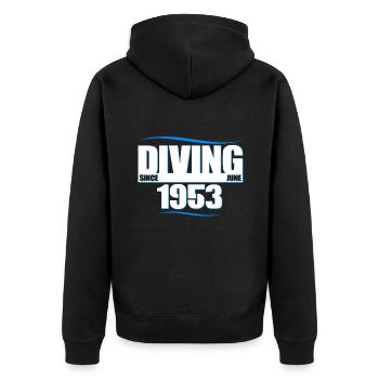 Diver Birthday - Diving since June 1953 - Unisex Premium Organic Zip Hoodie - black - Back - Nico (187cm)