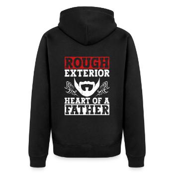 Raues Äußeres, Herz eines Vaters - - Unisex Premium Bio Zip Hoodie - Schwarz - Hinten - Nico (187cm)