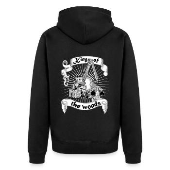 King of The Woods Harvester Waldarbeiter Förster - Unisex Premium Bio Zip Hoodie - Schwarz - Hinten - Nico (187cm)