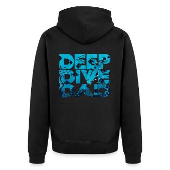 Freedive Tief Tauchen DeepDive dad - Unisex Premium Bio Zip Hoodie - Schwarz - Hinten - Nico (187cm)