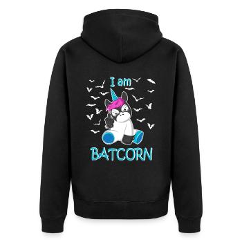 Batcorn Licorne drôle - Veste à capuche bio Premium Unisexe - noir - Dos - Nico (187cm)