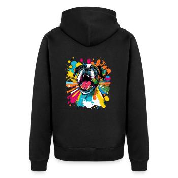 Dog Cartoon Boxer Design for Dog Lovers - Unisex Premium Organic Zip Hoodie - black - Back - Nico (187cm)