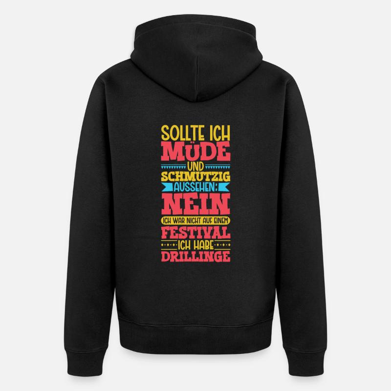 Müde und schmutzig - Drillinge - Unisex Premium Bio Zip Hoodie - Schwarz