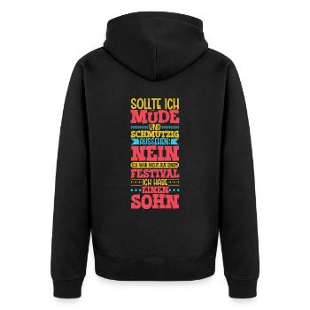Müde und schmutzig - Sohn - Unisex Premium Bio Zip Hoodie - Schwarz - Hinten - Nico (187cm)