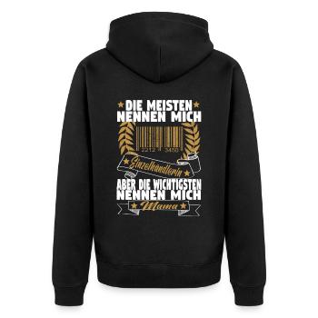 Verkäuferin Muttertag Einzelhandel Verkäufer - Unisex Premium Bio Zip Hoodie - Schwarz - Hinten - Nico (187cm)