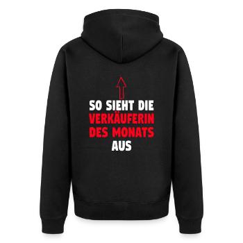 Verkäuferin Muttertag Einzelhandel Verkäufer - Unisex Premium Bio Zip Hoodie - Schwarz - Hinten - Nico (187cm)