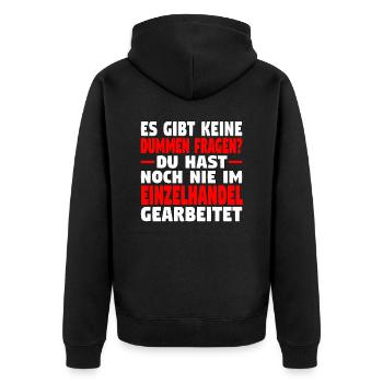 Verkäufer Vatertag Einzelhandel Einzelhändler Papa - Unisex Premium Bio Zip Hoodie - Schwarz - Hinten - Nico (187cm)