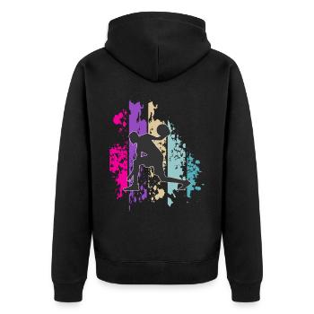 Basketballer Basketball Korb Slamdunk Geschenkidee - Unisex Premium Bio Zip Hoodie - Schwarz - Hinten - Nico (187cm)