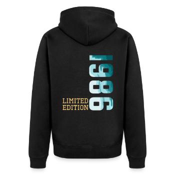 1986 Limited Edition - Unisex Premium Organic Zip Hoodie - black - Back - Nico (187cm)