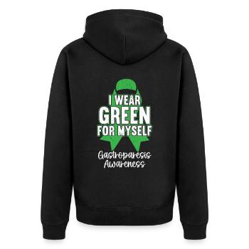 I Wear Green For Myself Gastroparesis Awareness - Unisex Premium Organic Zip Hoodie - black - Back - Nico (187cm)