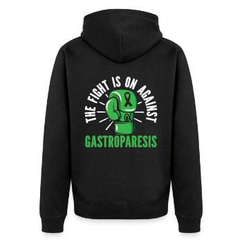 The Fight Is On Against Gastroparesis Awareness - Unisex Premium Organic Zip Hoodie - black - Back - Nico (187cm)