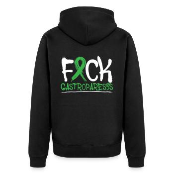 Gastroparesis Warrior Gastroparesis Awareness - Unisex Premium Organic Zip Hoodie - black - Back - Nico (187cm)