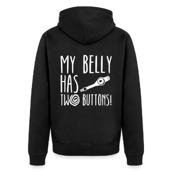 My Belly Has Two Buttons Gastroparesis Awareness - Unisex Premium Organic Zip Hoodie - black - Back - Nico (187cm)