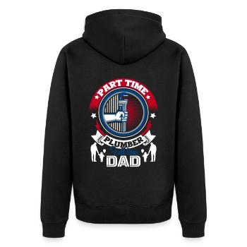 Plumber Part Time Plumber Full Time Dad - Unisex Premium Organic Zip Hoodie - black - Back - Nico (187cm)