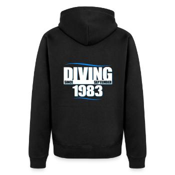 Diver Birthday - Diving since September 1983 - Unisex Premium Organic Zip Hoodie - black - Back - Nico (187cm)