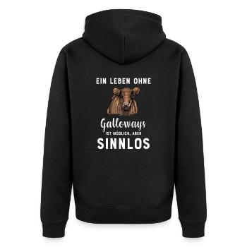 Galloway Rind I Schottland Rinderzucht Geschenk - Unisex Premium Bio Zip Hoodie - Schwarz - Hinten - Nico (187cm)