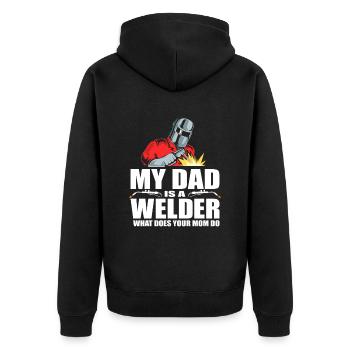 Welder Locksmith Dad - Unisex Premium Organic Zip Hoodie - black - Back - Nico (187cm)