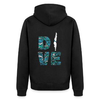 Diving Divers - Unisex Premium Organic Zip Hoodie - black - Back - Nico (187cm)