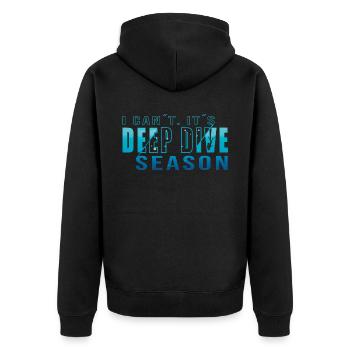 Tief Tauchen Freedive DeepDive - Unisex Premium Bio Zip Hoodie - Schwarz - Hinten - Nico (187cm)