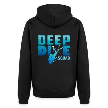 Tief Tauchen Freedive DeepDive - Unisex Premium Bio Zip Hoodie - Schwarz - Hinten - Nico (187cm)