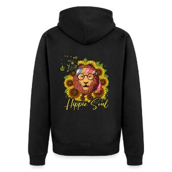 60s 70s Costume Hippie Soul - Veste à capuche bio Premium Unisexe - noir - Dos - Nico (187cm)