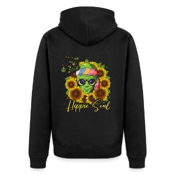60s 70s Costume Hippie Soul - Veste à capuche bio Premium Unisexe - noir - Dos - Nico (187cm)