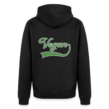Vegan lettering - Unisex Premium Organic Zip Hoodie - black - Back - Nico (187cm)