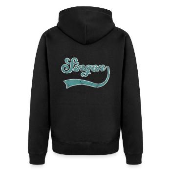 Singen Schriftzug - Unisex Premium Bio Zip Hoodie - Schwarz - Hinten - Nico (187cm)