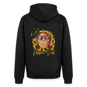60s 70s Costume Hippie Soul - Veste à capuche bio Premium Unisexe - noir - Dos - Nico (187cm)