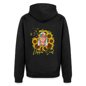 60s 70s Costume Hippie Soul - Veste à capuche bio Premium Unisexe - noir - Dos - Nico (187cm)