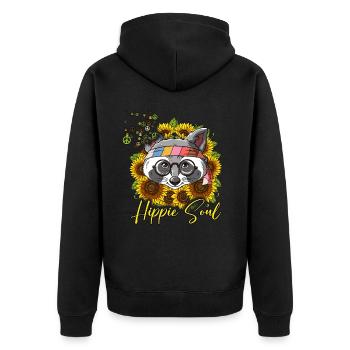 60s 70s Costume Hippie Soul - Veste à capuche bio Premium Unisexe - noir - Dos - Nico (187cm)