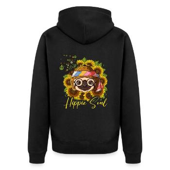 60s 70s Costume Hippie Soul - Veste à capuche bio Premium Unisexe - noir - Dos - Nico (187cm)