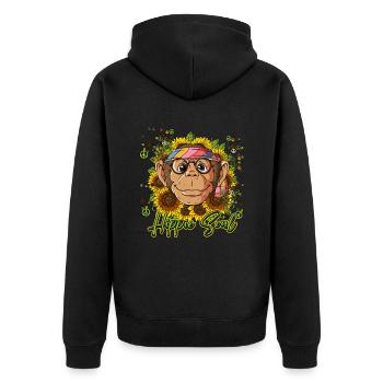 60s 70s Costume Hippie Soul - Veste à capuche bio Premium Unisexe - noir - Dos - Nico (187cm)