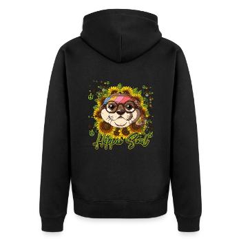 60er 70er Jahre Kostüm Hippie Soul - Unisex Premium Bio Zip Hoodie - Schwarz - Hinten - Nico (187cm)
