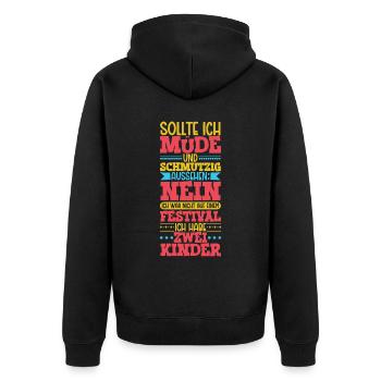 Müde und schmutzig - zwei Kinder - Unisex Premium Bio Zip Hoodie - Schwarz - Hinten - Nico (187cm)