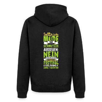 Müde und schmutzig - zwei Töchter - Unisex Premium Bio Zip Hoodie - Schwarz - Hinten - Nico (187cm)