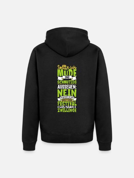 Müde und schmutzig - Zwillinge - Unisex Premium Bio Zip Hoodie - Schwarz