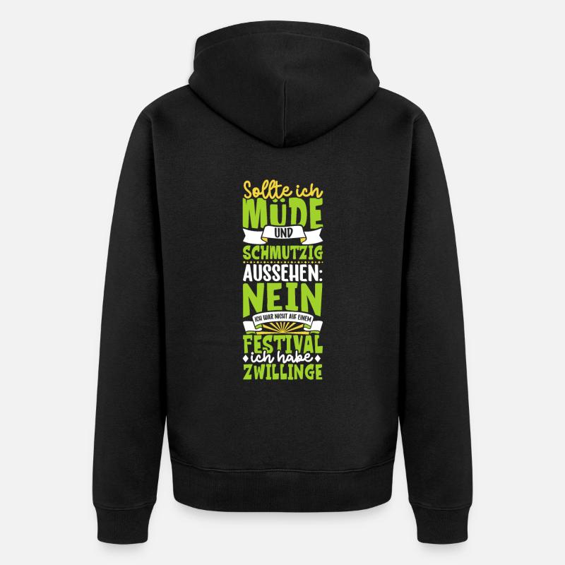 Müde und schmutzig - Zwillinge - Unisex Premium Bio Zip Hoodie - Schwarz