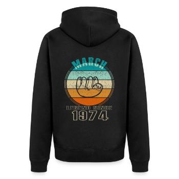 Anniversaire mars 1974 né en mars 1974 - Veste à capuche bio Premium Unisexe - noir - Dos - Nico (187cm)
