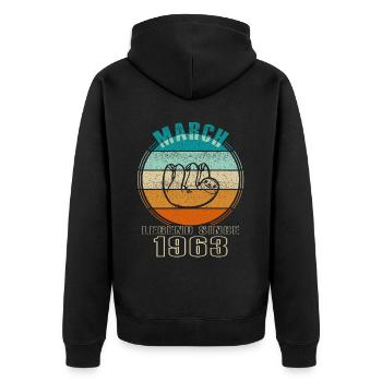 Paresseux Mars 1963 - Anniversaire en Mars - Veste à capuche bio Premium Unisexe - noir - Dos - Nico (187cm)